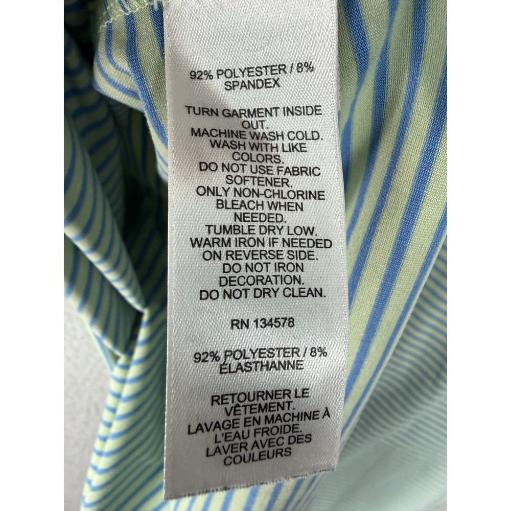 Vineyard Vines Polo Shirt Mens XL Green Stripe On-The-Go Sankaty Golf Stretch - Picture 8 of 9